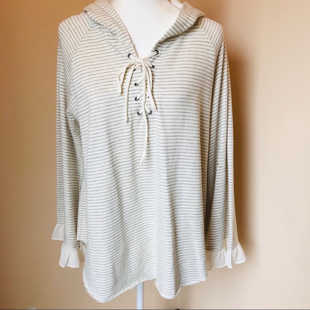 Mystree Hoodie Lace~up Sweatshirt Size:Medium
